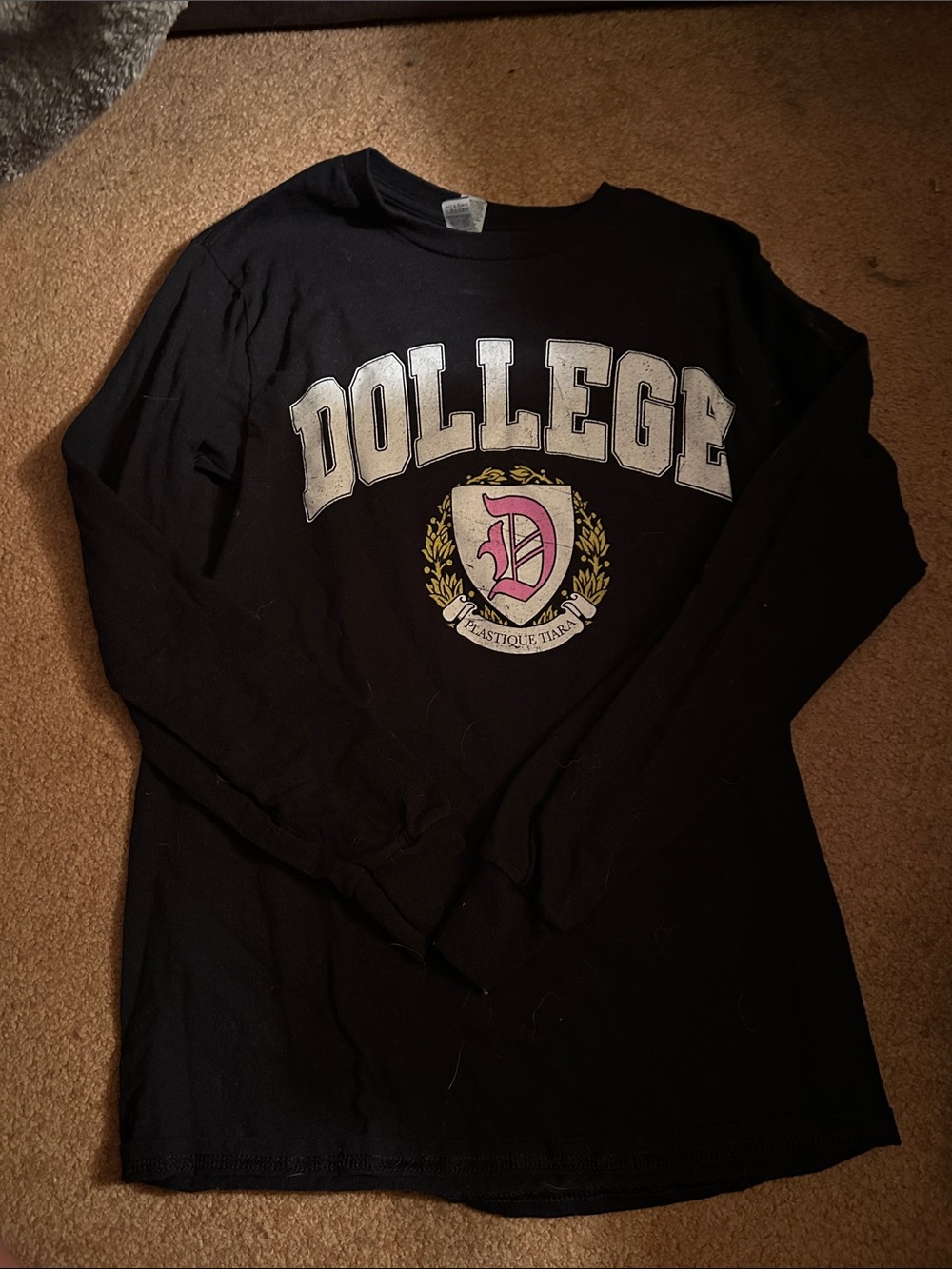 Gildan Black Long Sleeve Tee with White Lettering